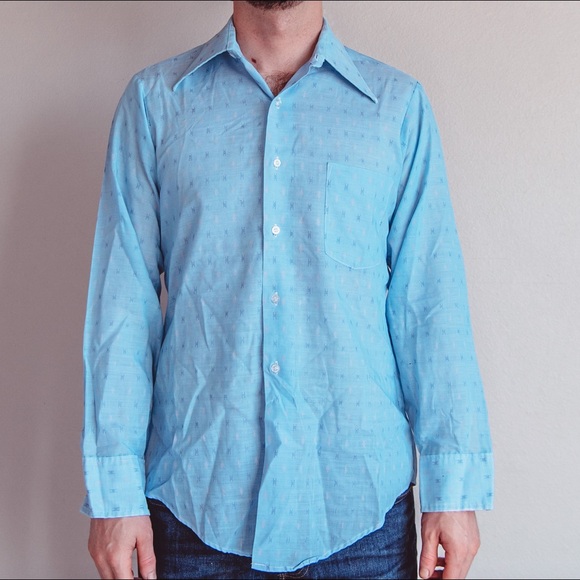 Vintage 70’s Baby Blue Button Down M - Picture 3 of 10